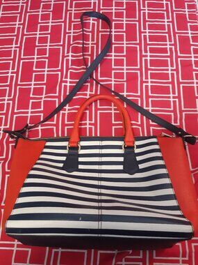Bundle of 2 Aldo Handbags Snakeskin Box Bag & Nautical striped satchel